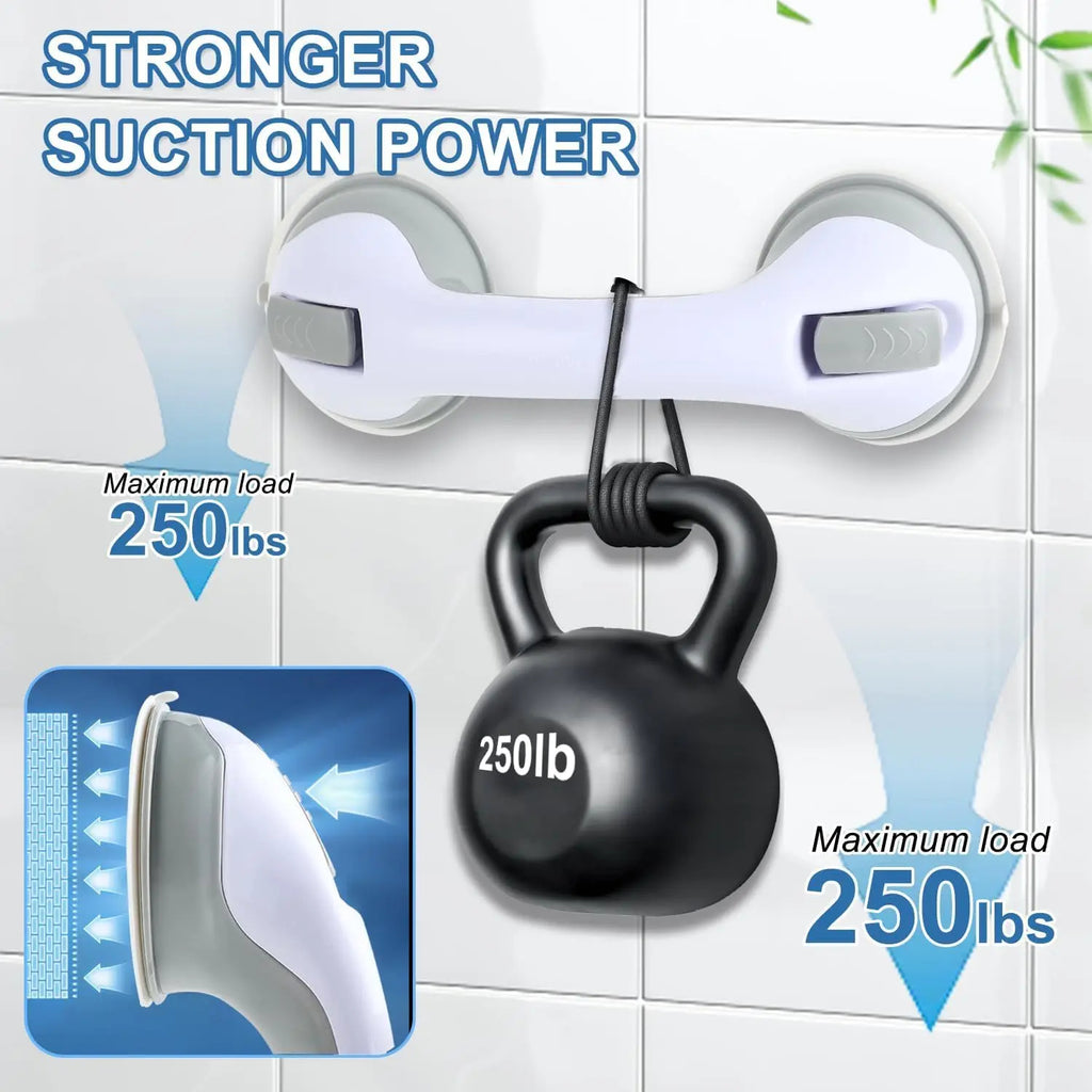 Grab Bars for Bathtubs and Showers, 2 Pack Shower Handle 12 Inch Strong Suction Shower Bar for Shower Chair, Bathroom Grab Bar