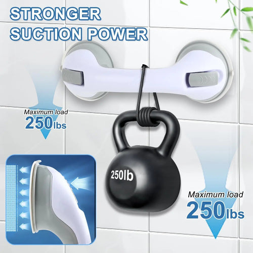 Grab Bars for Bathtubs and Showers, 2 Pack Shower Handle 12 Inch Strong Suction Shower Bar for Shower Chair, Bathroom Grab Bar