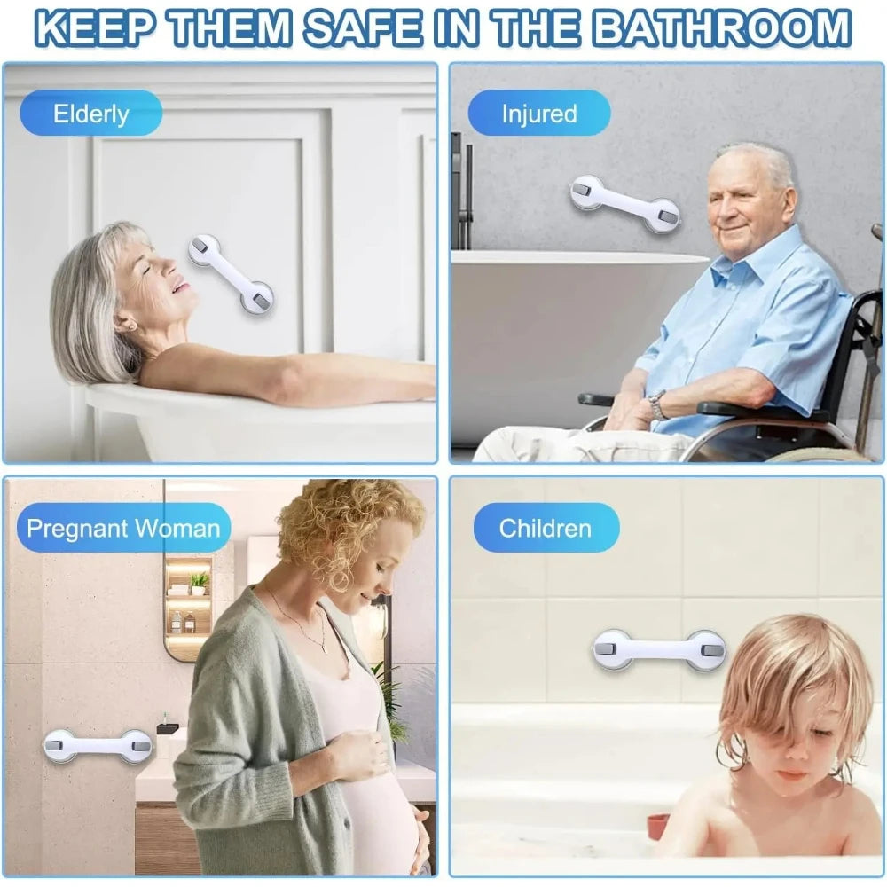 Grab Bars for Bathtubs and Showers, 2 Pack Shower Handle 12 Inch Strong Suction Shower Bar for Shower Chair, Bathroom Grab Bar