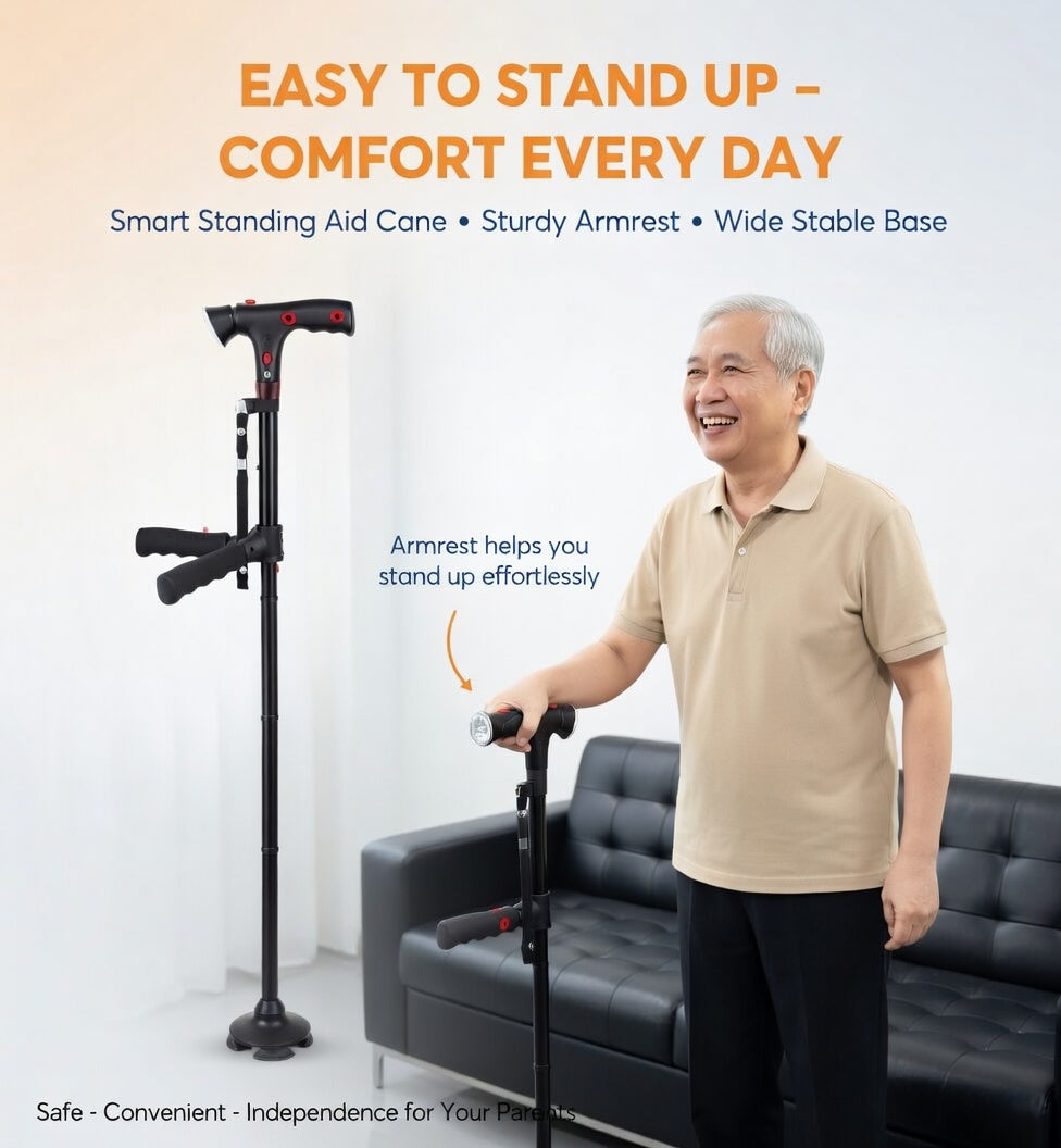 Collapsible Telescopic Folding Cane Elder Cane LED Walking Trusty Sticks Elder Crutches For Mothers The Elder Fathers With Alarm